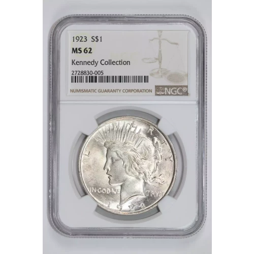 1923 PEACE DOLLAR NGC MS62 KENNEDY COLLECTION