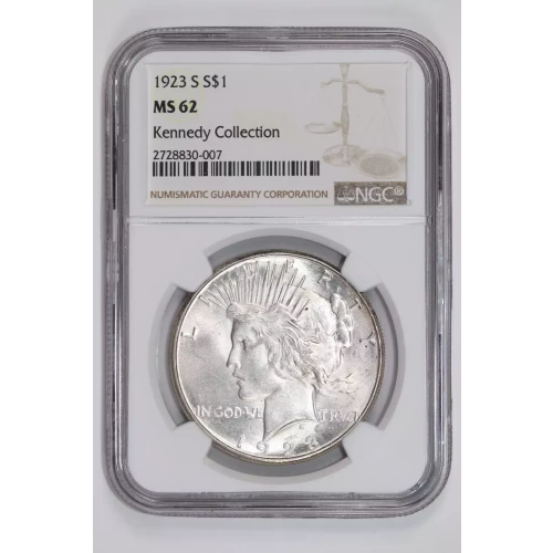 1923-S PEACE DOLLAR NGC MS62 KENNEDY COLLECTION (2)