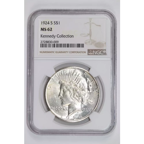 1924-S PEACE DOLLAR NGC MS62 KENNEDY COLLECTION