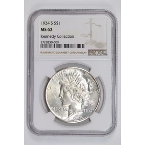 1924-S PEACE DOLLAR NGC MS62 KENNEDY COLLECTION