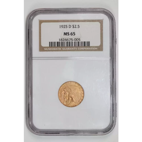 1925-D $2.5 GOLD INDIAN QUARTER EAGLE NGC MS65