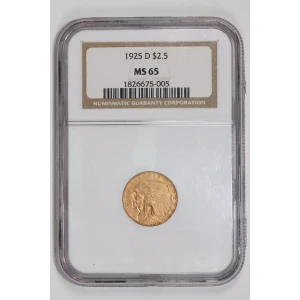 1925-D $2.5 GOLD INDIAN QUARTER EAGLE NGC MS65
