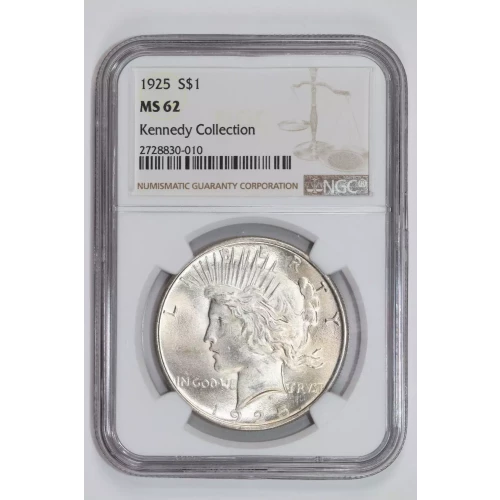 1925 PEACE DOLLAR NGC MS62 KENNEDY COLLECTION