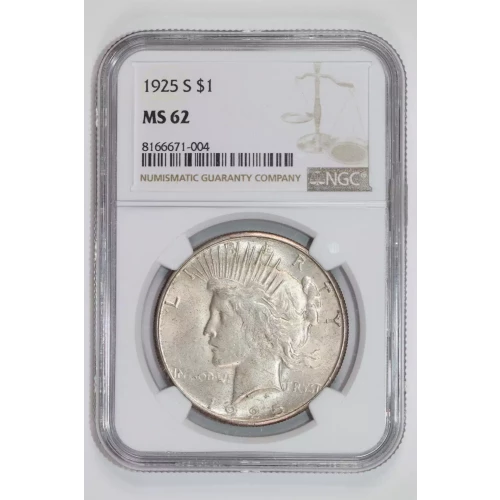 1925-S PEACE DOLLAR NGC MS62 (2)