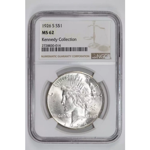 1926-S PEACE DOLLAR NGC MS62 KENNEDY COLLECTION