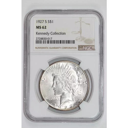 1927-S PEACE DOLLAR NGC MS62 KENNEDY COLLECTION