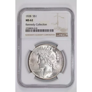1928 PEACE DOLLAR NGC MS62 KENNEDY COLLECTION