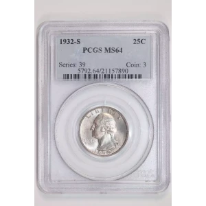 1932-S WASHINGTON QUARTER PCGS MS64