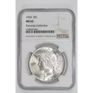 1934 PEACE DOLLAR NGC MS62 KENNEDY COLLECTION
