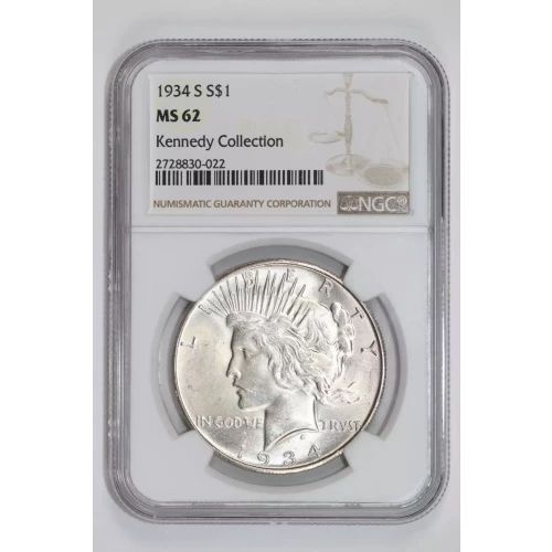 1934-S PEACE DOLLAR NGC MS62 KENNEDY COLLECTION