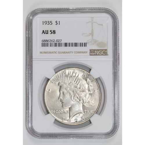 1935 PEACE DOLLAR NGC AU58