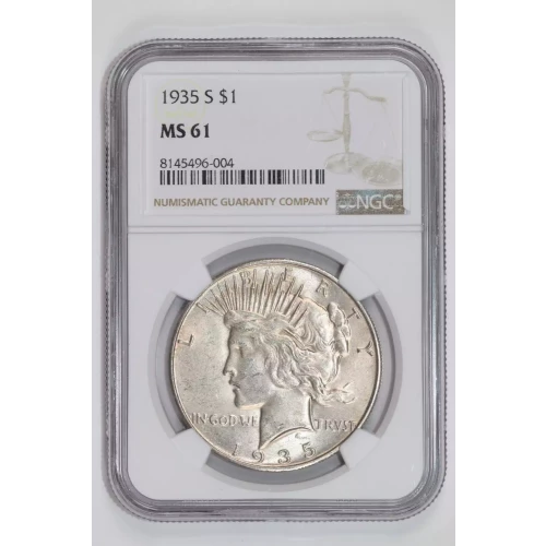 1935-S PEACE DOLLAR NGC MS61