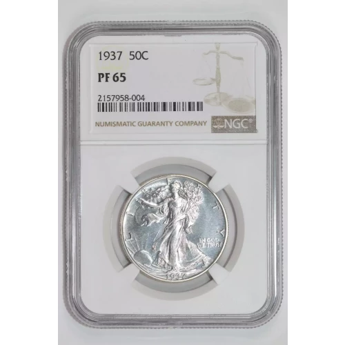 1937 PROOF WALKING LIBERTY HALF DOLLAR NGC PR65 - PQ, WHITE COIN!