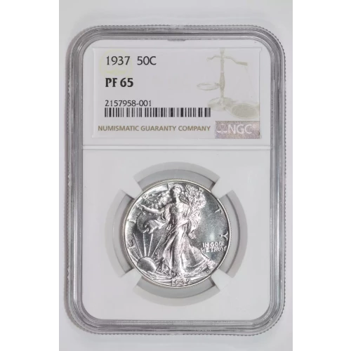 1937 PROOF WALKING LIBERTY HALF DOLLAR NGC PR65 - PQ, WHITE COIN!