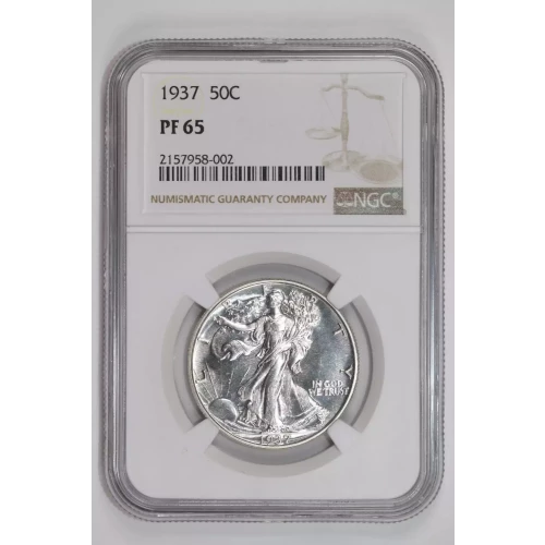 1937 PROOF WALKING LIBERTY HALF DOLLAR NGC PR65 - PQ, WHITE COIN!