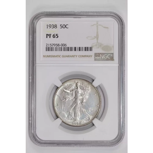 1938 PROOF WALKING LIBERTY HALF DOLLAR NGC PR65