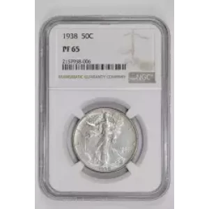 1938 PROOF WALKING LIBERTY HALF DOLLAR NGC PR65