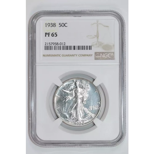 1938 PROOF WALKING LIBERTY HALF DOLLAR NGC PR65 - PQ, WHITE COIN!