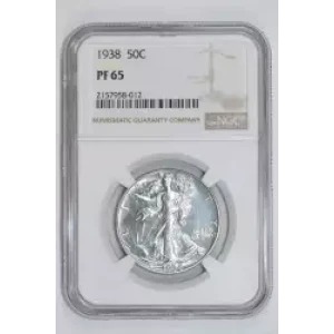1938 PROOF WALKING LIBERTY HALF DOLLAR NGC PR65 - PQ, WHITE COIN!