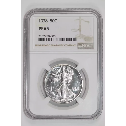 1938 PROOF WALKING LIBERTY HALF DOLLAR NGC PR65 - PQ, WHITE COIN!