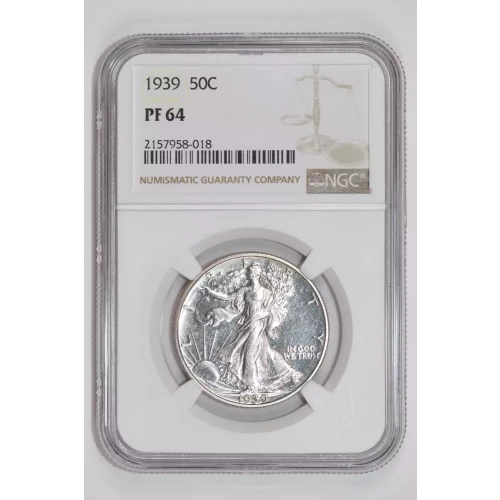 1939 PROOF WALKING LIBERTY HALF DOLLAR NGC PR64 - PQ, WHITE COIN!