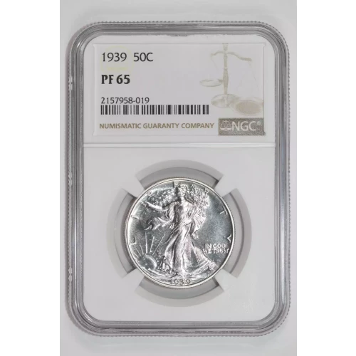 1939 PROOF WALKING LIBERTY HALF DOLLAR NGC PR65 - PQ, WHITE COIN!