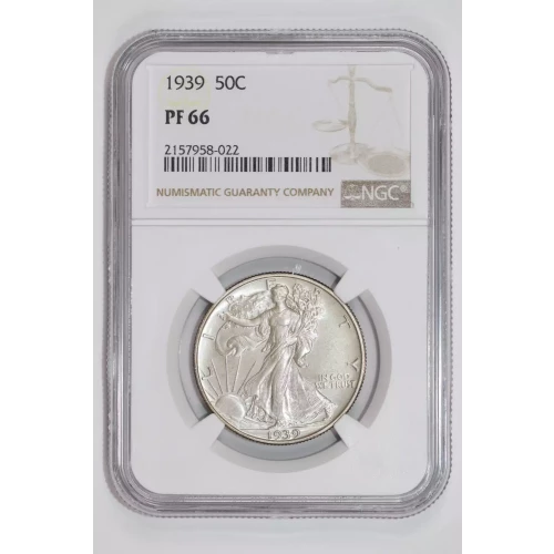 1939 PROOF WALKING LIBERTY HALF DOLLAR NGC PR66