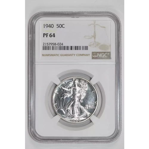 1940 PROOF WALKING LIBERTY HALF DOLLAR NGC PR64 - PQ, WHITE COIN!