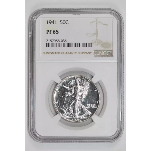 1941 PROOF WALKING LIBERTY HALF DOLLAR NGC PR65 - PQ, WHITE COIN!