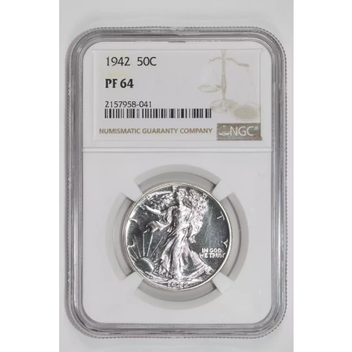 1942 PROOF WALKING LIBERTY HALF DOLLAR NGC PR64 - PQ, WHITE COIN!