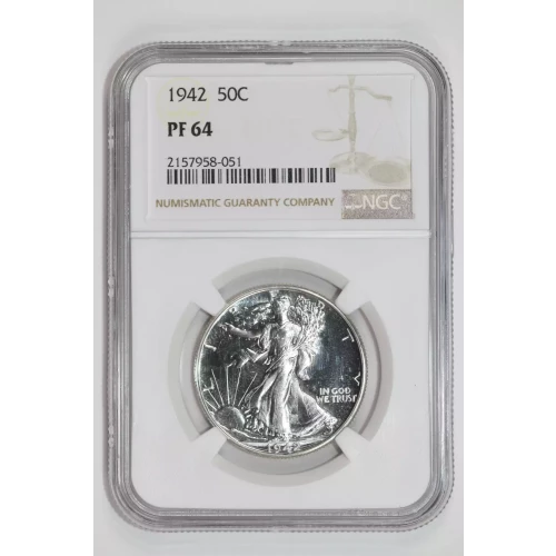 1942 PROOF WALKING LIBERTY HALF DOLLAR NGC PR64 - PQ, WHITE COIN!