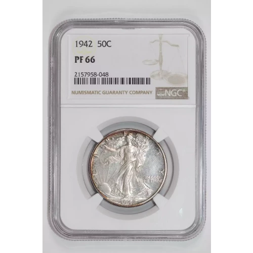 1942 PROOF WALKING LIBERTY HALF DOLLAR NGC PR66