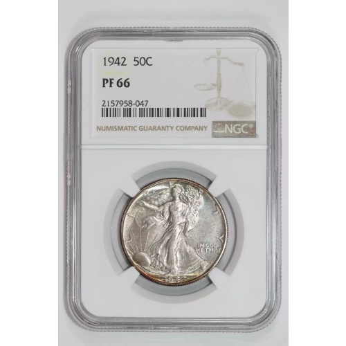 1942 PROOF WALKING LIBERTY HALF DOLLAR NGC PR66