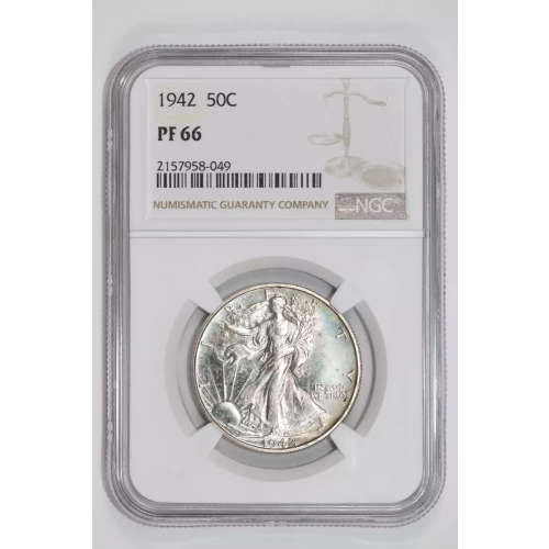 1942 PROOF WALKING LIBERTY HALF DOLLAR NGC PR66