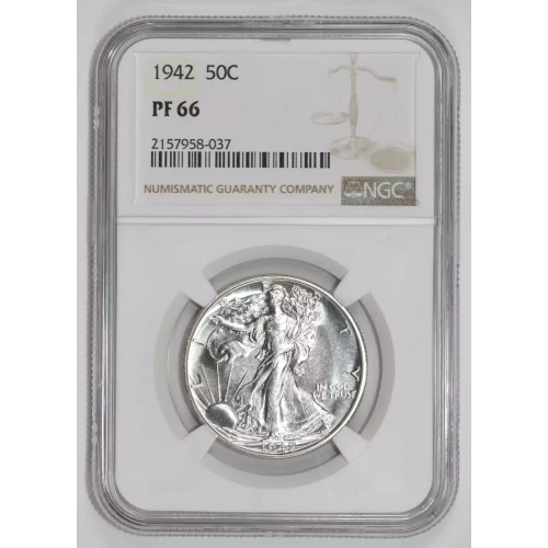 1942 PROOF WALKING LIBERTY HALF DOLLAR NGC PR66 - PQ, WHITE COIN!