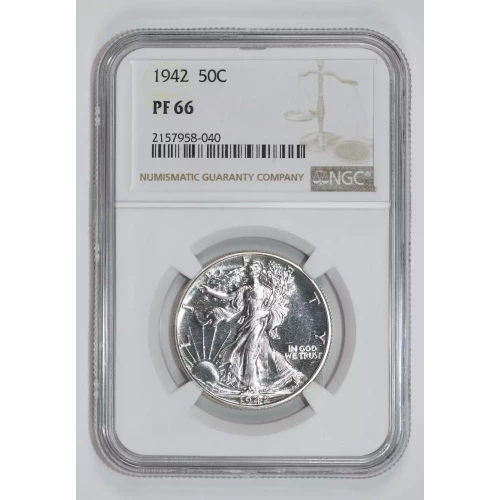 1942 PROOF WALKING LIBERTY HALF DOLLAR NGC PR66 - PQ, WHITE COIN!