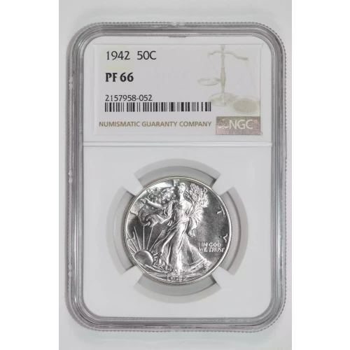 1942 PROOF WALKING LIBERTY HALF DOLLAR NGC PR66 - PQ, WHITE COIN!