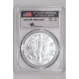 2002 $1 Silver Eagle Mercanti Signature