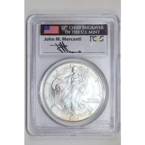 2004 $1 Silver Eagle  First Strike Mercanti Signature