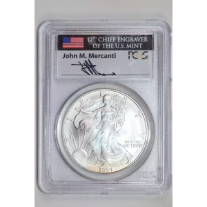 2004 $1 Silver Eagle  First Strike Mercanti Signature