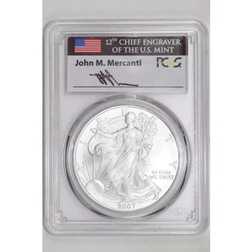 2007 $1 Silver Eagle Mercanti Signature