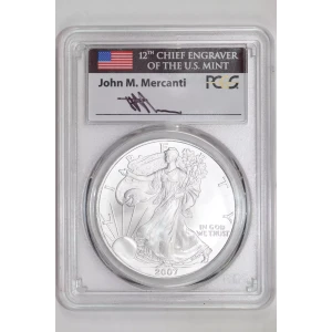 2007 $1 Silver Eagle Mercanti Signature