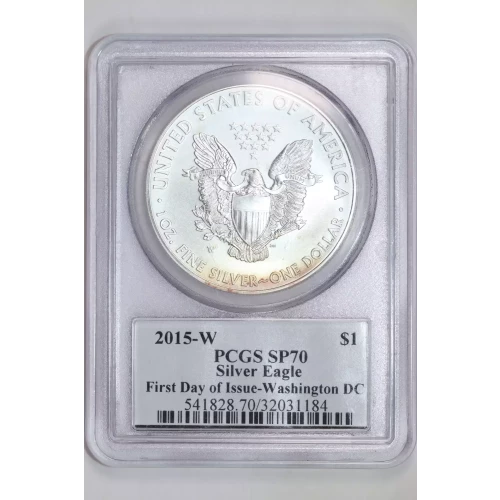 2015-W $1 Burnished Silver Eagle First Day of Issue-Washington DC Mercanti