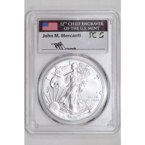 2016-W $1 Burnished Silver Eagle 30th Anniversary Lettered Edge FDI Mercanti First Day of Issue (2)
