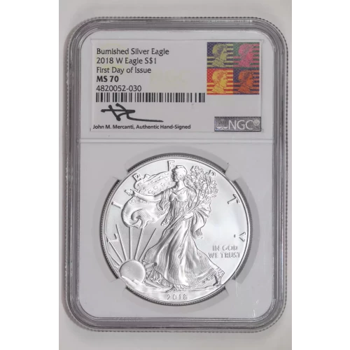 2018 W Burnished Silver Eagle First Day of Issue 