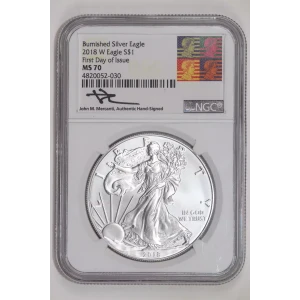 2018 W Burnished Silver Eagle First Day of Issue 