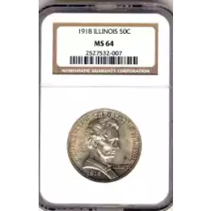 Classic Commemorative Silver--- Illinois Centennial 1918 -Silver- 0.5 Dollar (3)