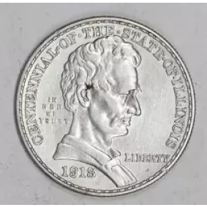 Classic Commemorative Silver--- Illinois Centennial 1918 -Silver- 0.5 Dollar