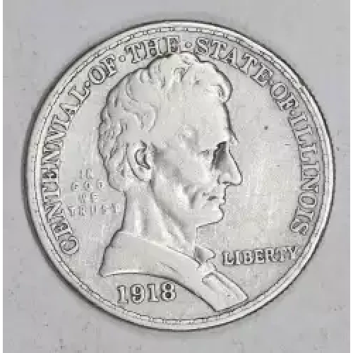 Classic Commemorative Silver--- Illinois Centennial 1918 -Silver- 0.5 Dollar