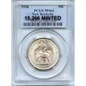 Classic Commemorative Silver--- New Rochelle, New York, 250th Anniversary 1938 -Silver- 0.5 Dollar (3)